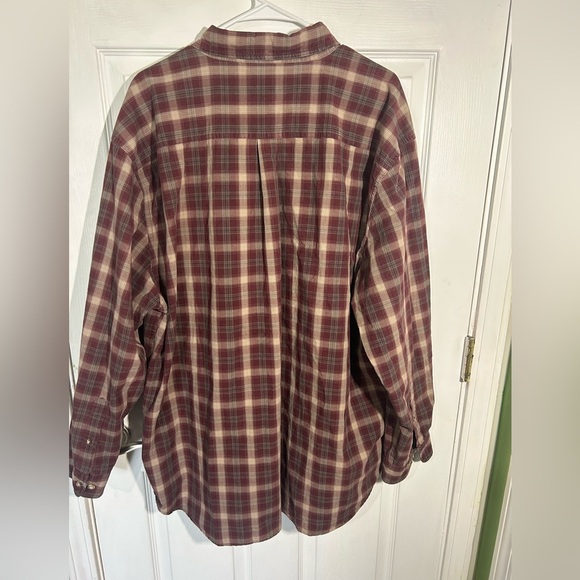 Carhartt Men's Plaid Cotton Long Sleeve Shirt Size XX-Large Brown Burgundy - Picture 7 of 12
